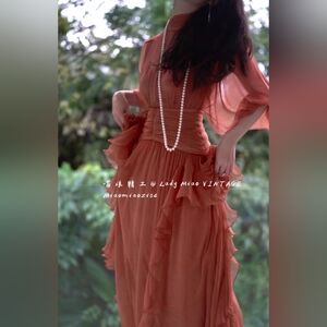 NWOT Orange Ruffled Dress